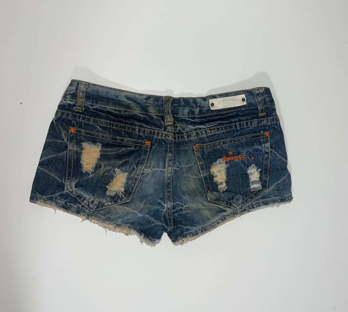 Distressed denim shorts